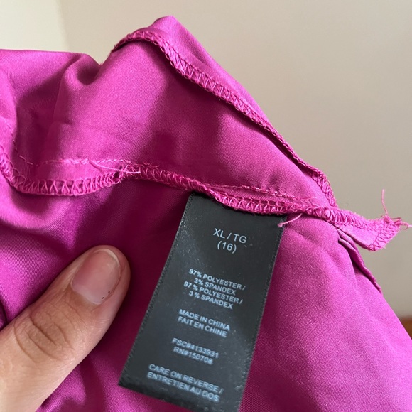 Pink fuschia satin faced mock neck batwing blouse size xl - Picture 4 of 4